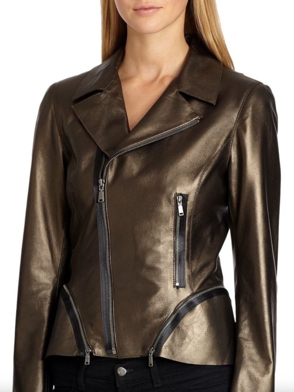 Elie Tahari REAL Leather Emalia, Moto Jacket S